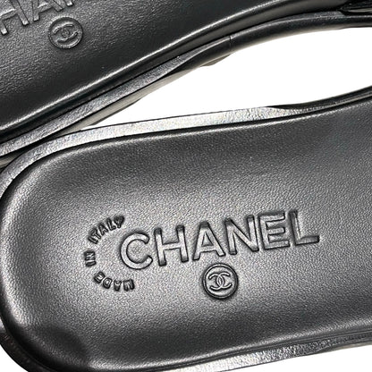 Used CHANEL Leather Patent Leather Sandals Shoes Black
