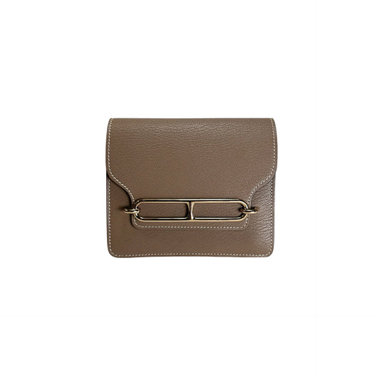 Used HERMES Etoupe Roulis Wallet Brown PHW