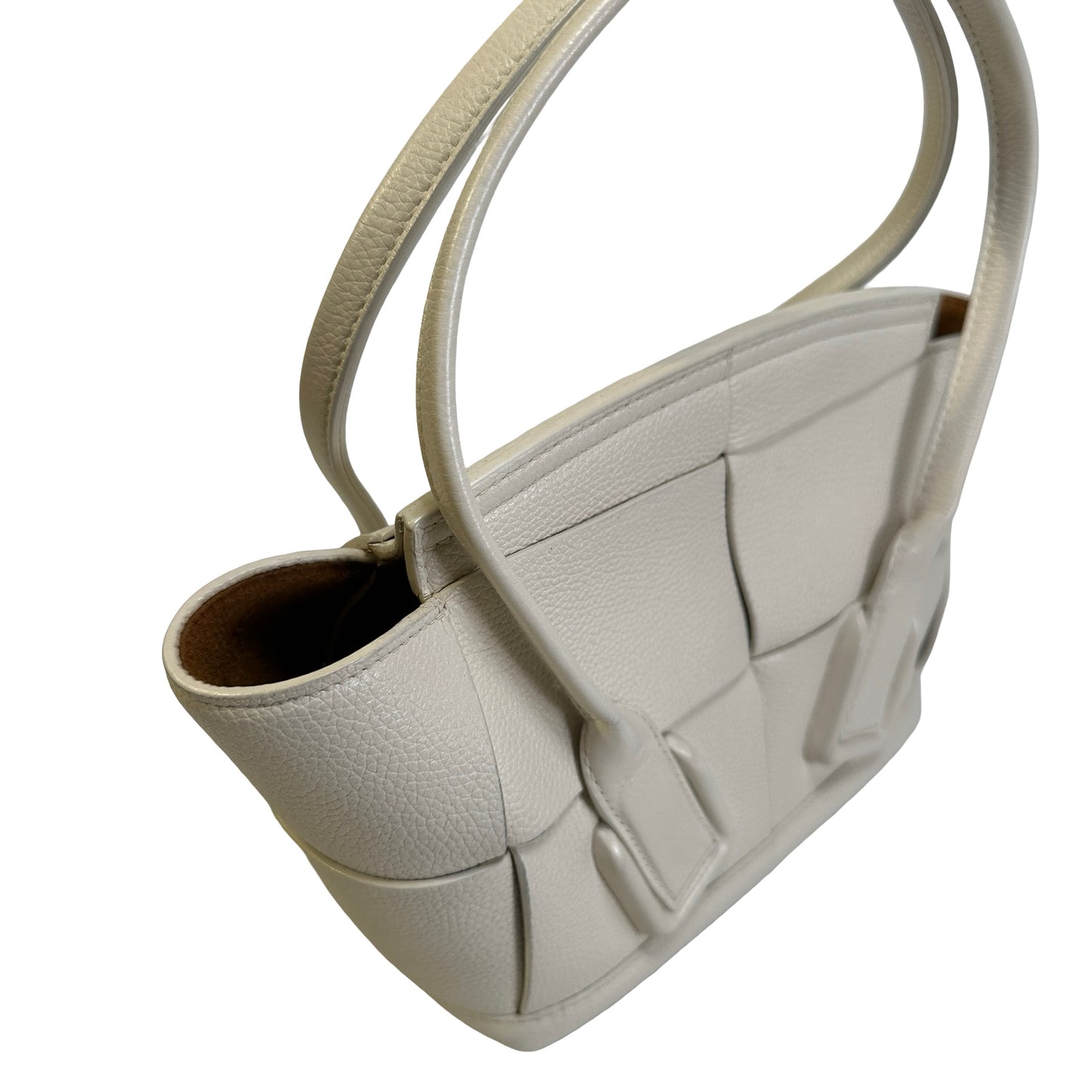 Used BOTTEGA VENETA Intrecciato Arco Handbag White