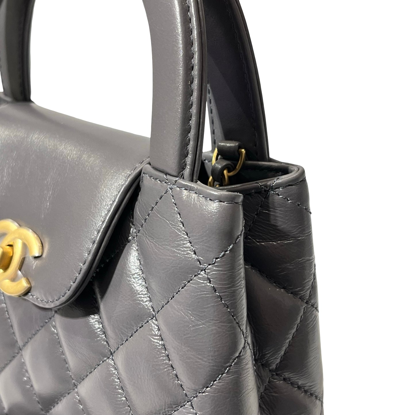 Unused CHANEL KELLY Cross Body Bag Grey GHW