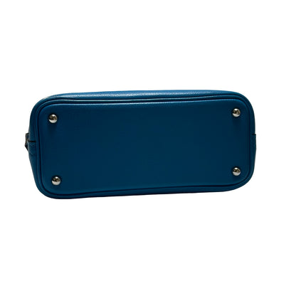 Used HERMES Leather Bolide Mini Handbag Blue