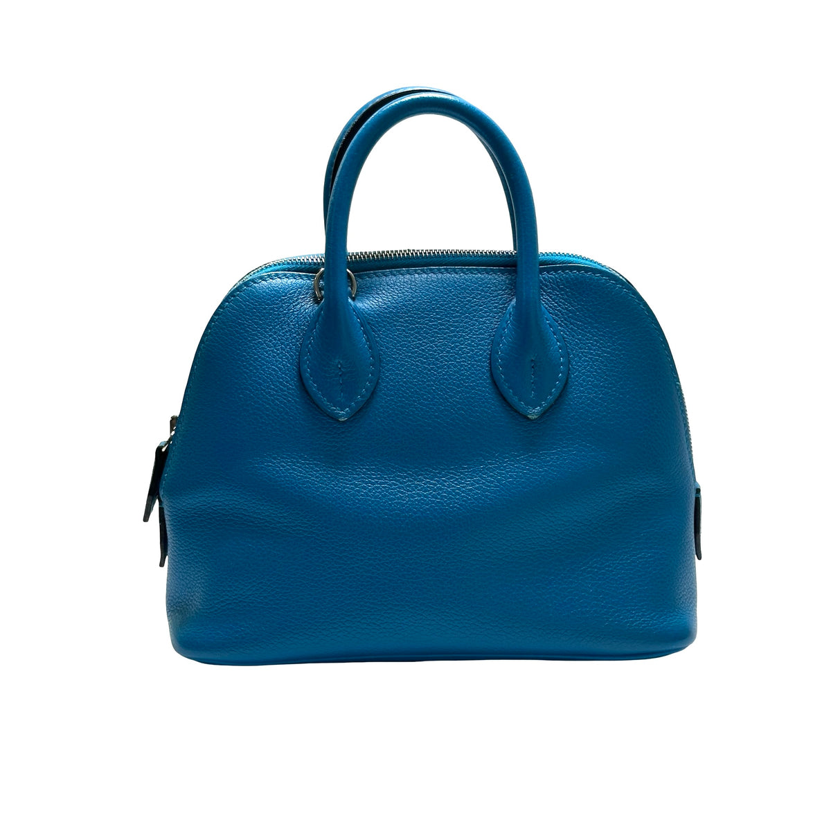 Used HERMES Leather Bolide Mini Handbag Blue