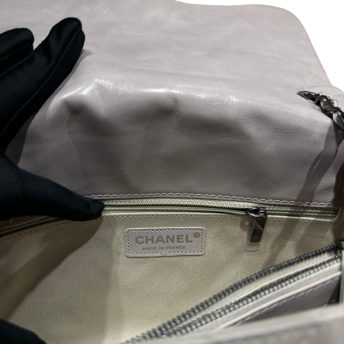 Used CHANEL Flap Chain Shoulder Bag Grey