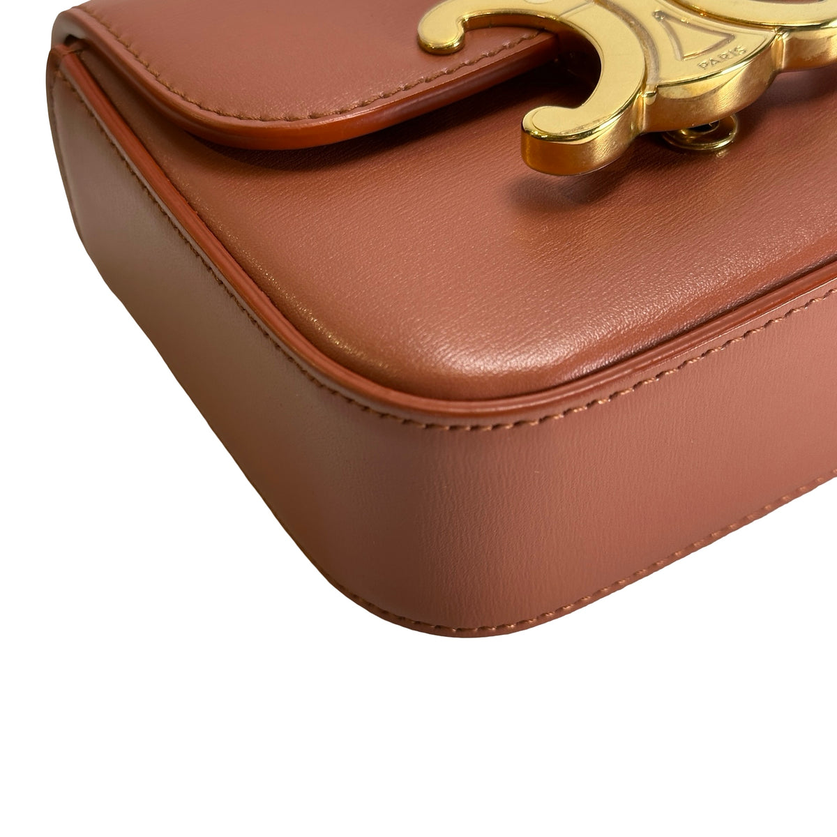 Used CELINE Leather Triomphe Teen Crossbody Bag Brown