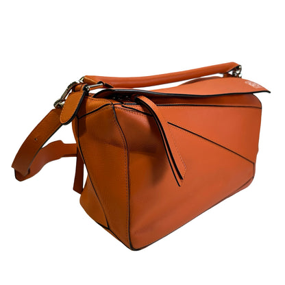 Used LOEWE Leather Puzzle Bag Handbag Orange