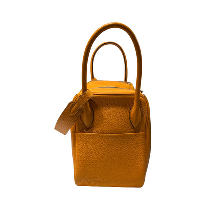 Used HERMÈS Clemence leather Lindy 26 Cross Body Bag PHW Orange (93)