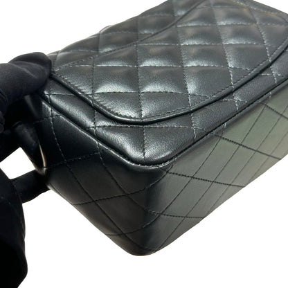 Used CHANEL Lambskin Leather Mini flap 17cm Cross Body Bag Black PHW