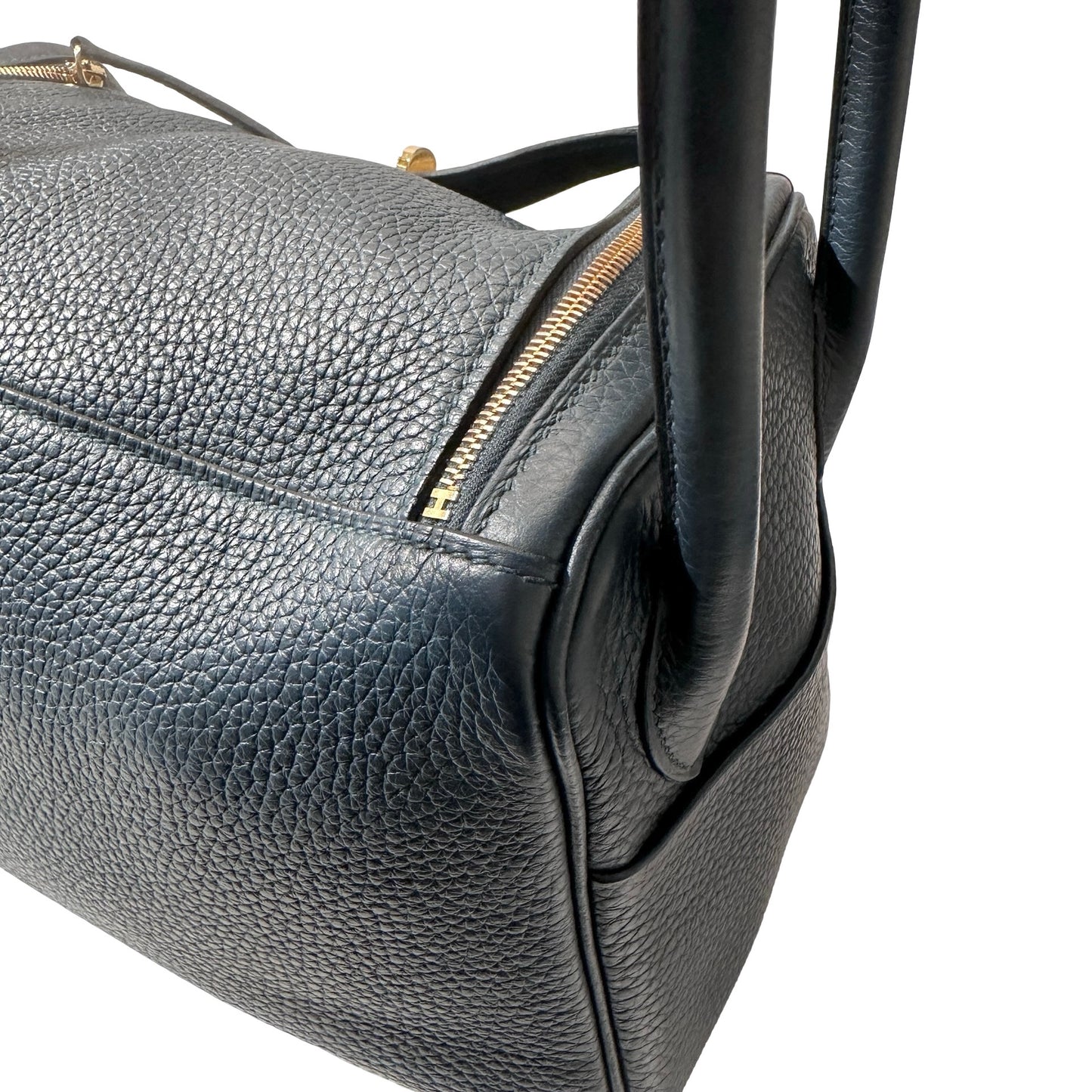 Used Hermès Caviar skin Lindy 26 Shoulder Bag Dark green GHW