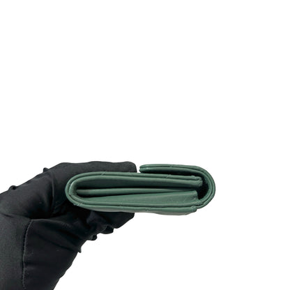 Used Chanel Flap Wallet Small Wallet Green PHW