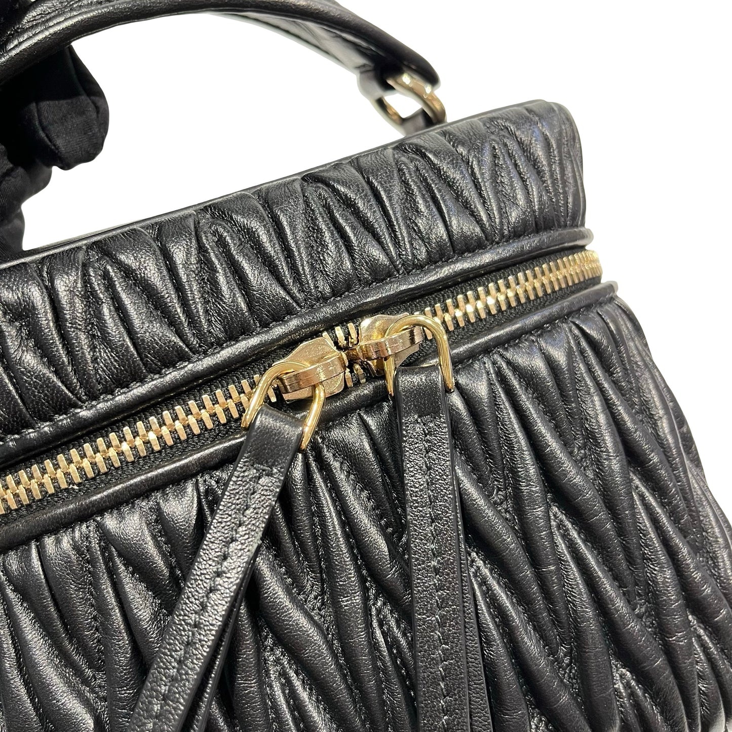 Used MIUMIU Lambskin Leather Two Way Shoulder Bag Black PHW