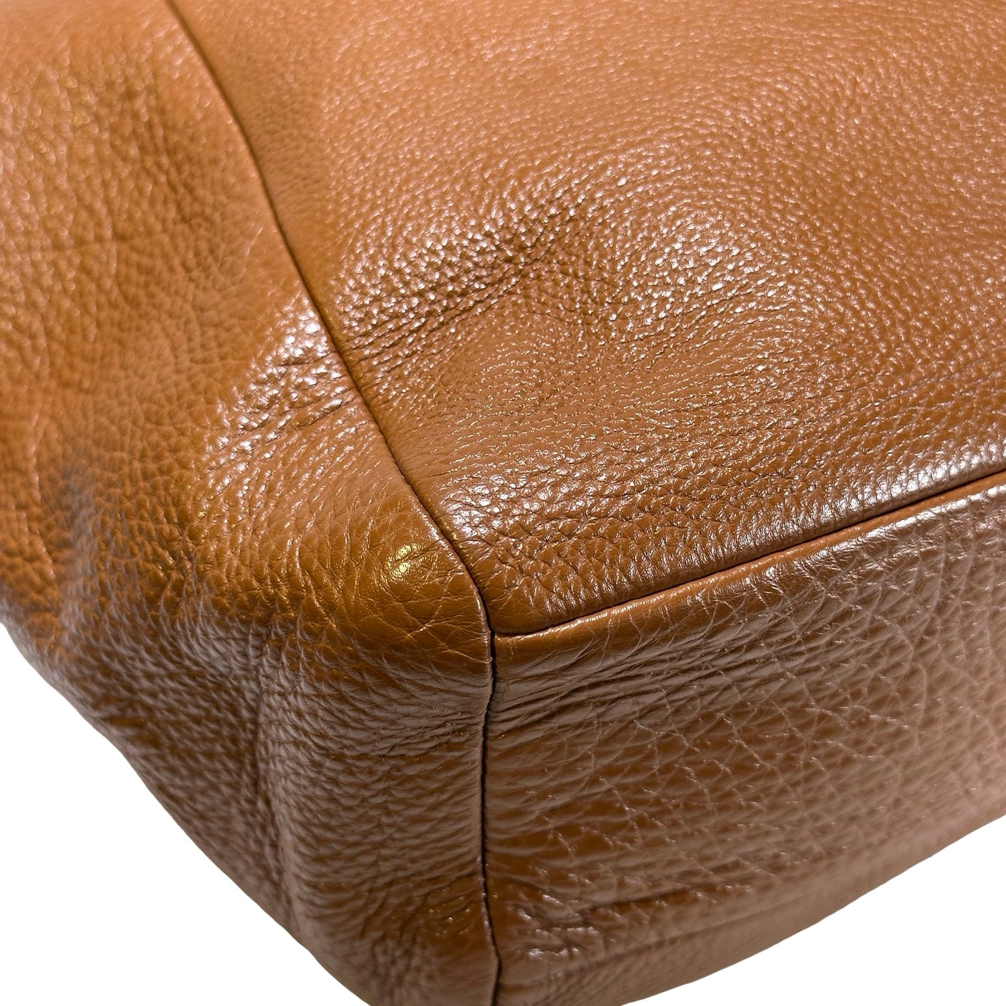 Used COACH Pebbled Leather Tyler Carryall Tote Bag Brown