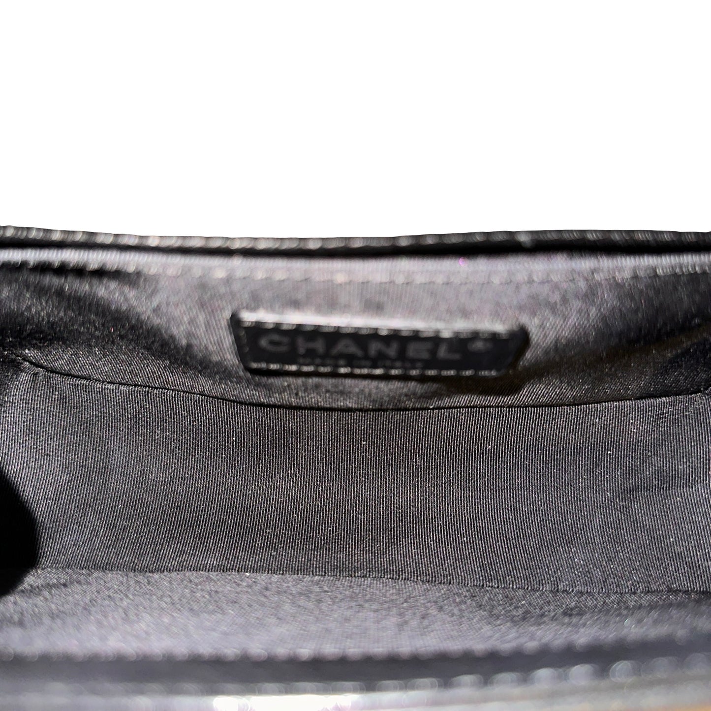 Used CHANEL Lambskin Leather Boy 20cm Shoulder Bag Black White