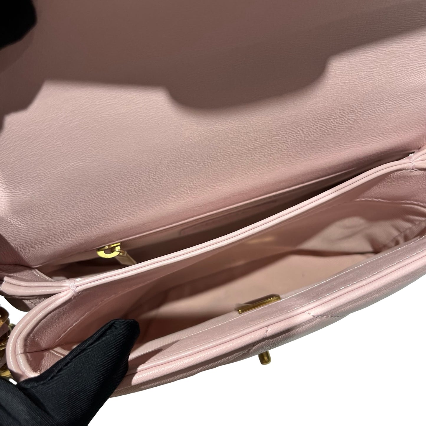 Used CHANEL Lambskin Leather Cross Body Bag Pink GHW