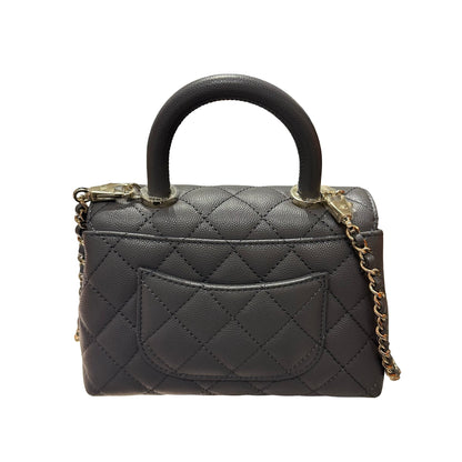 New CHANEL Calfskin Leather Mini coco handle Shoulder Bag GHW Black