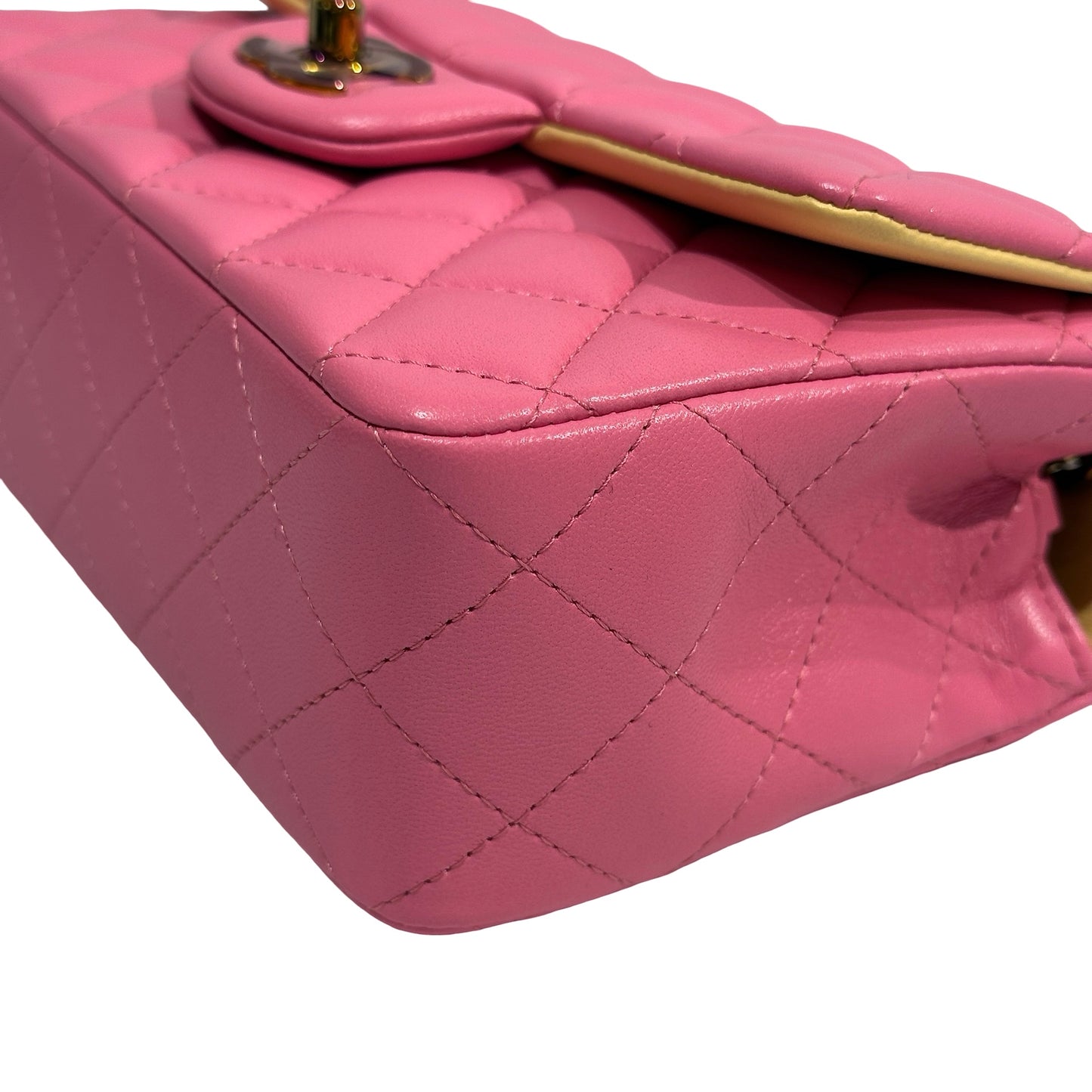 Used CHANEL Matelasse Lambskin Flap Bag Chain Shoulder Bag Pink