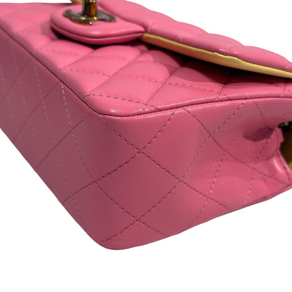 Used CHANEL Matelasse Lambskin Flap Bag Chain Shoulder Bag Pink