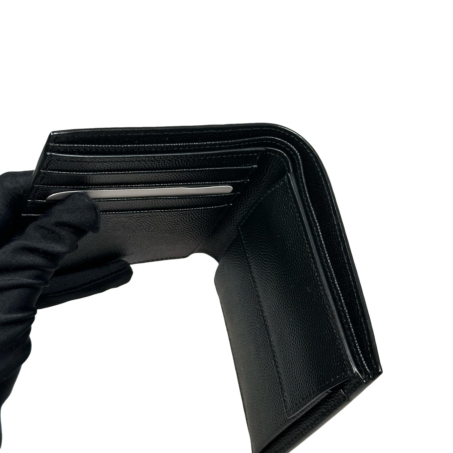 Unused SAINT LAURENT Calfskin Leather YSL PORTEFEUILLE HOMME(128Y)SL Wallet Black