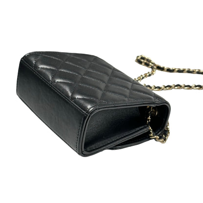 Used CHANEL Lambskin Leather TRENDY CC MINI Cross Body Bag Black GHW