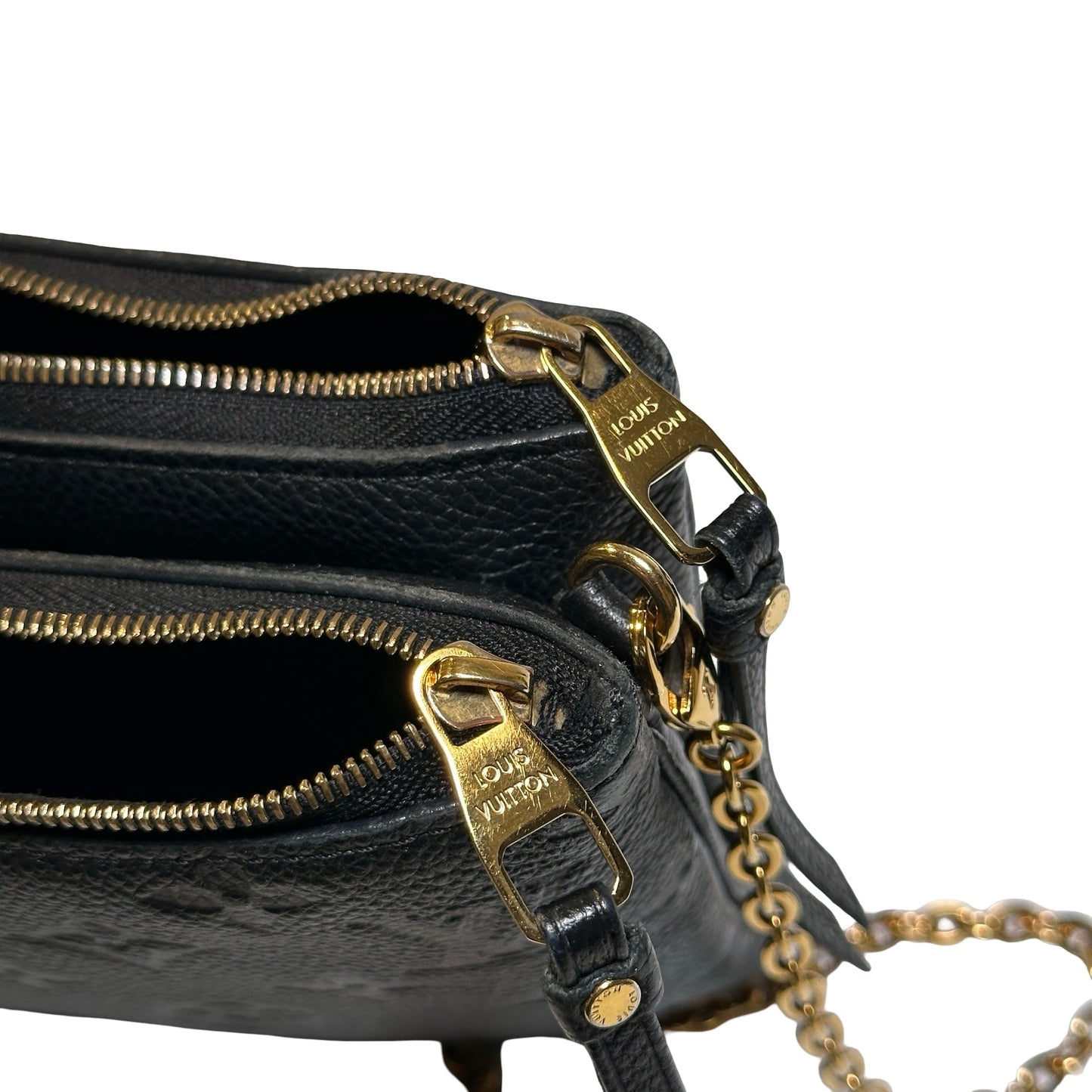 Used LOUIS VUITTON Monogram Eclipse coated canvas Double Zip Pochette Shoulder Bag Black GHW