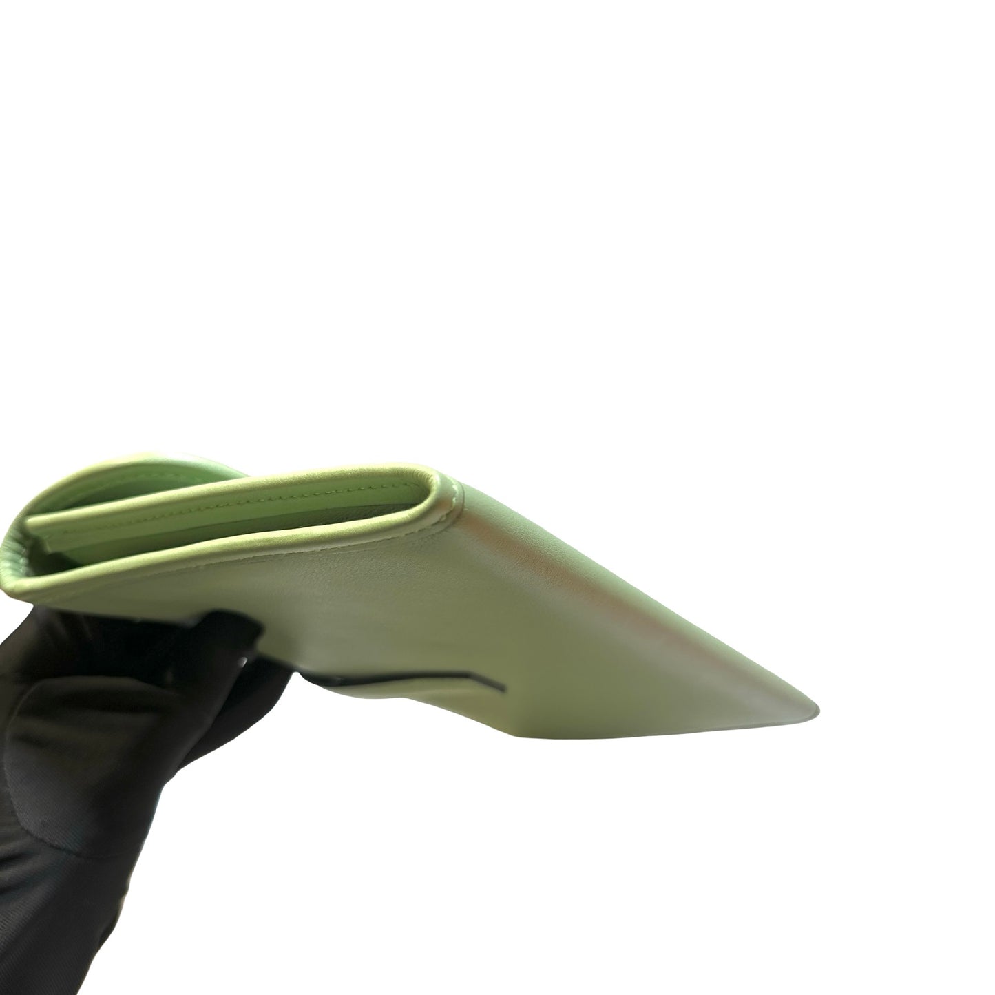 Used HERMES Leather Jige Clutch Green