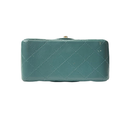 Used CHANEL Cross Body Bag Mini Flap 17cm Green PHW