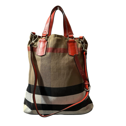 Used BURBERRY Tote Bag Beige Red