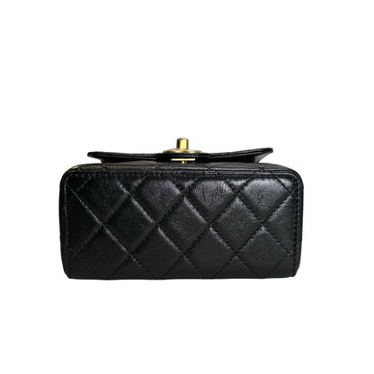 Used CHANEL Quilted Mini Flap Bag Chain Shoulder Bag Black Gold