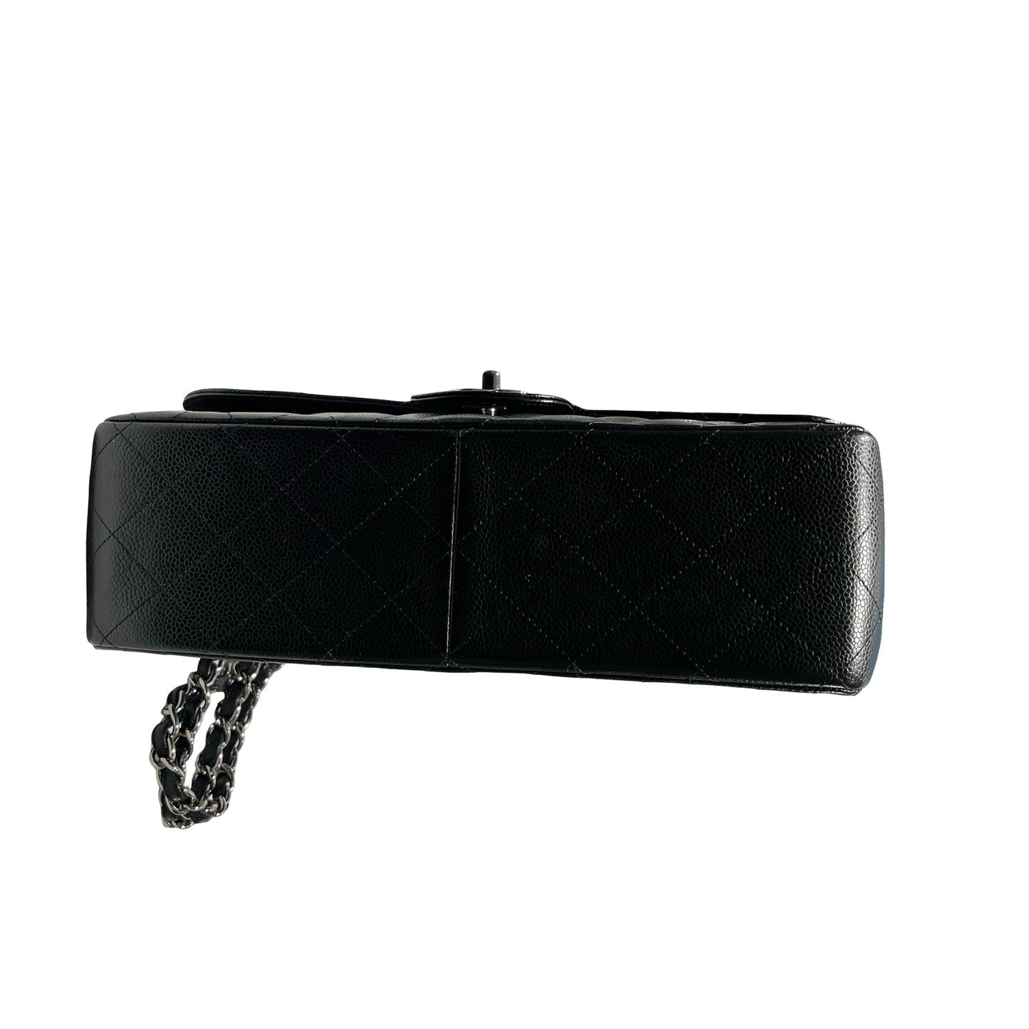 Used Chanel Caviar Leather Jumbo Shoulder Bag Black PHW