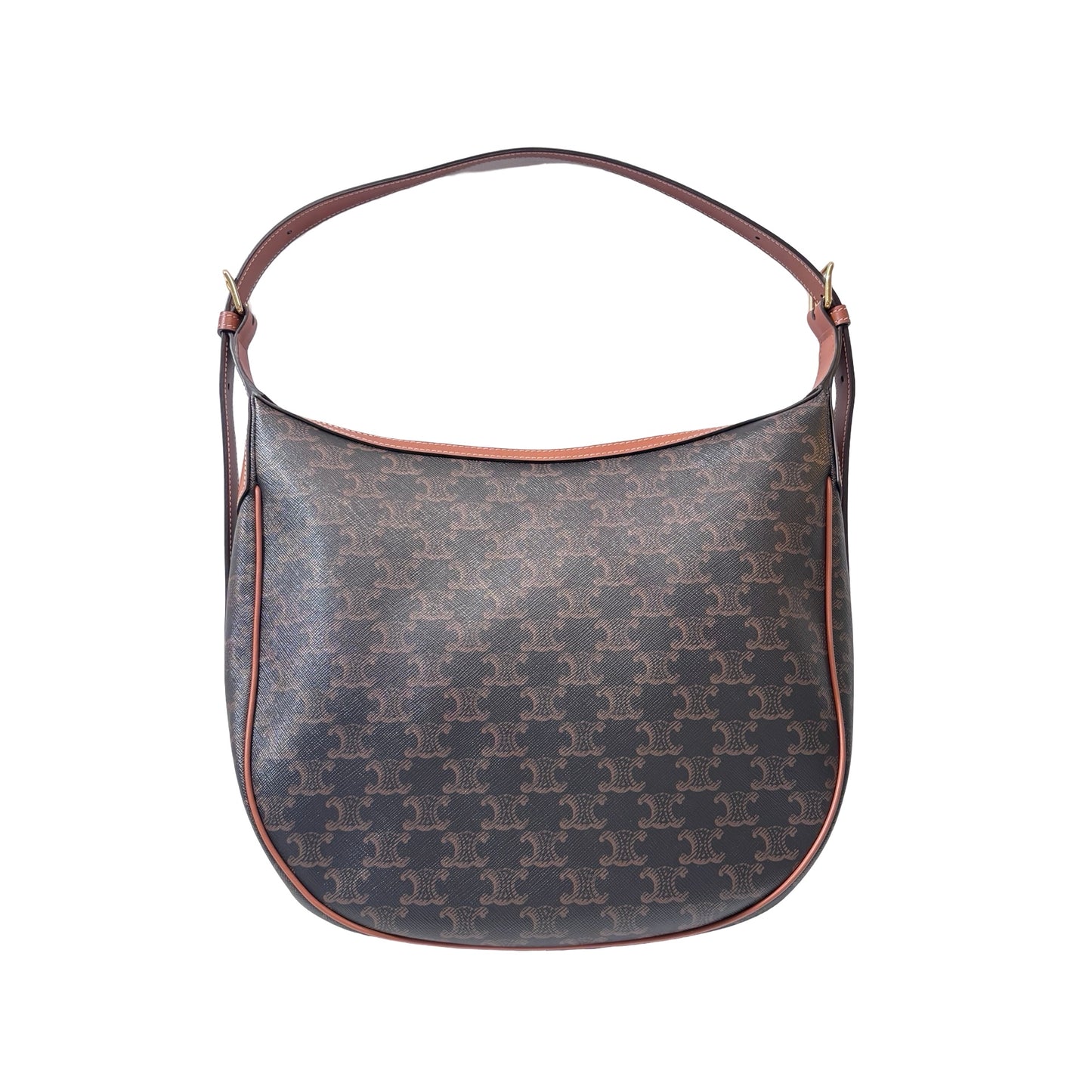 Used CELINE Canvas Heloise Triomphe Hobo Shoulder Bag Brown