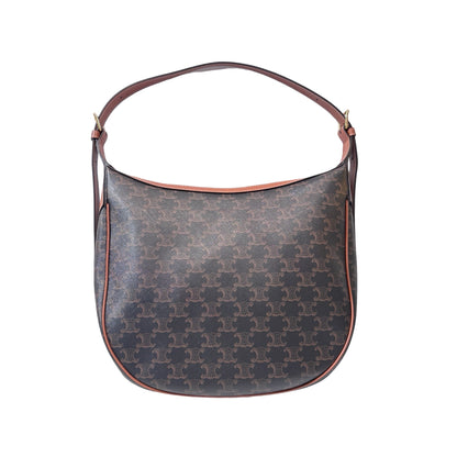 Used CELINE Canvas Heloise Triomphe Hobo Shoulder Bag Brown