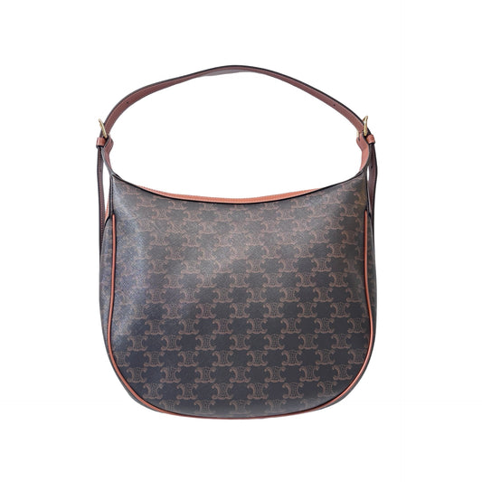 Used CELINE Canvas Heloise Triomphe Hobo Shoulder Bag Brown