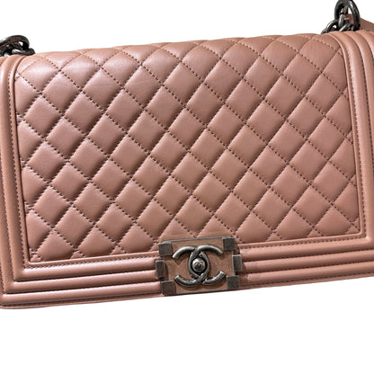 Used CHANEL Lambskin Leather Boy Large Chain Shoulder Bag
