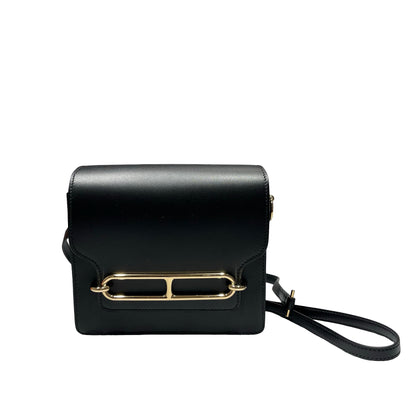 Unused HERMÈS MINI ROULIS Cross Body Bag Black GHW