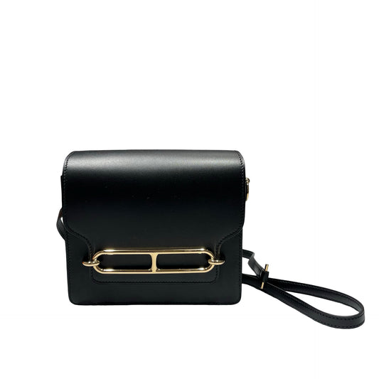 Unused HERMÈS MINI ROULIS Cross Body Bag Black GHW