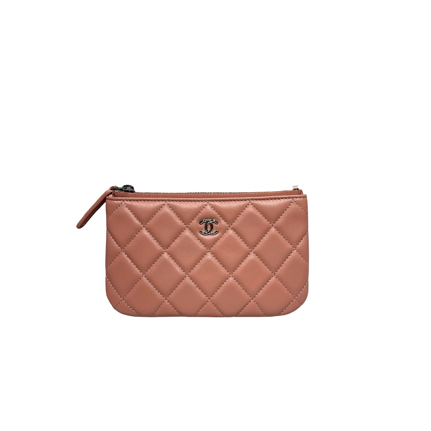 Unused CHANEL Lambskin Leather Pouch Pink PHW