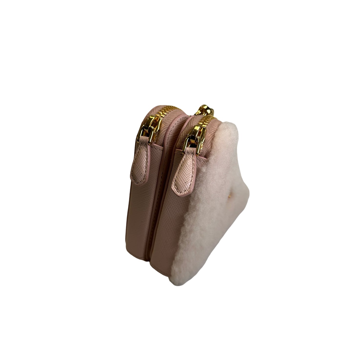 Used PRADA Shearling Triangle Mini Bag Mini Bag Pink GHW