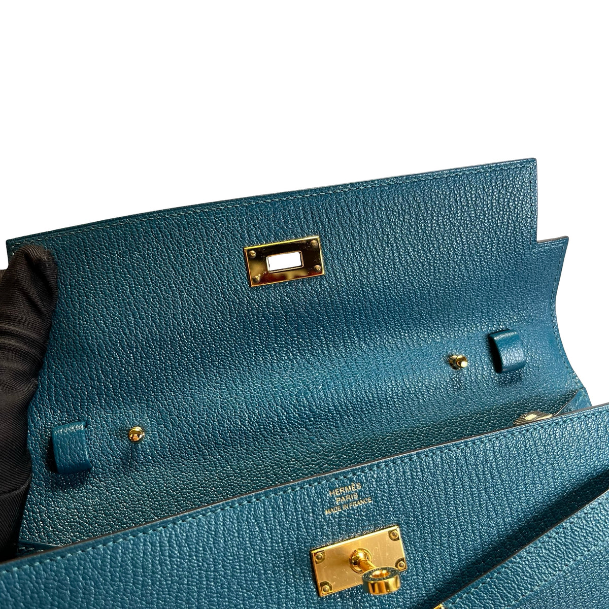 Used HERMES KELLY TO GO Crossbody Bag Green GHW