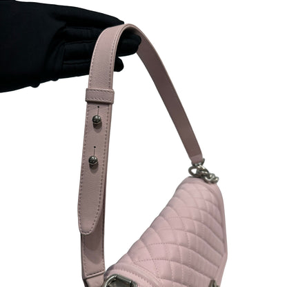 Used CHANEL Quilted Lambskin Boy Chanel Shoulder Bag Light Pink PHW