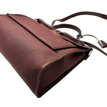 Used HERMÈS Canvas Herbag 31 Shoulder Bag Red PHW