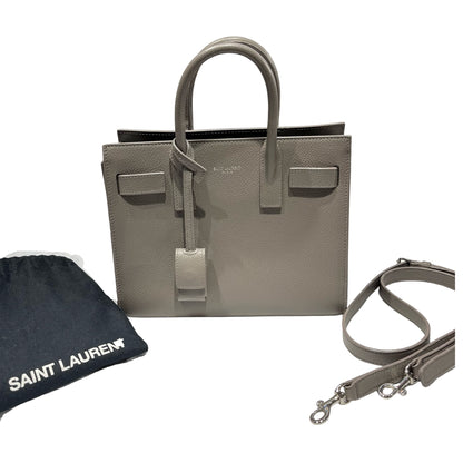 Used Saint Laurent Calfskin Leather Sac de Jour Tote Bag PHW Grey