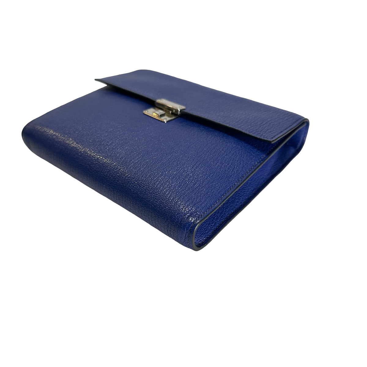 Used HERMES Chevre Clic 16 Crossbody Bag Blue，PHW
