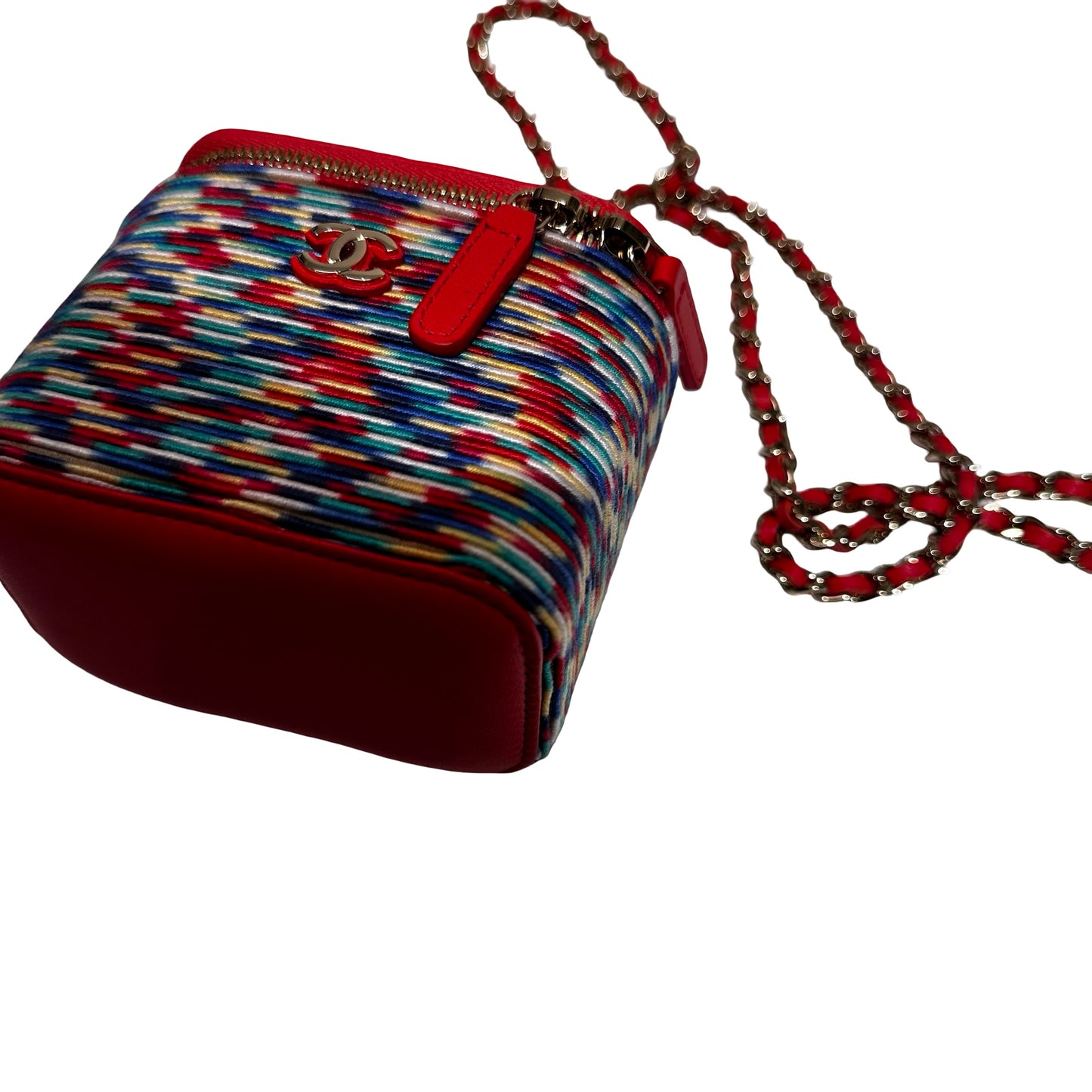 Used CHANEL Mini Vanity Cross Body Bag Red Multi color