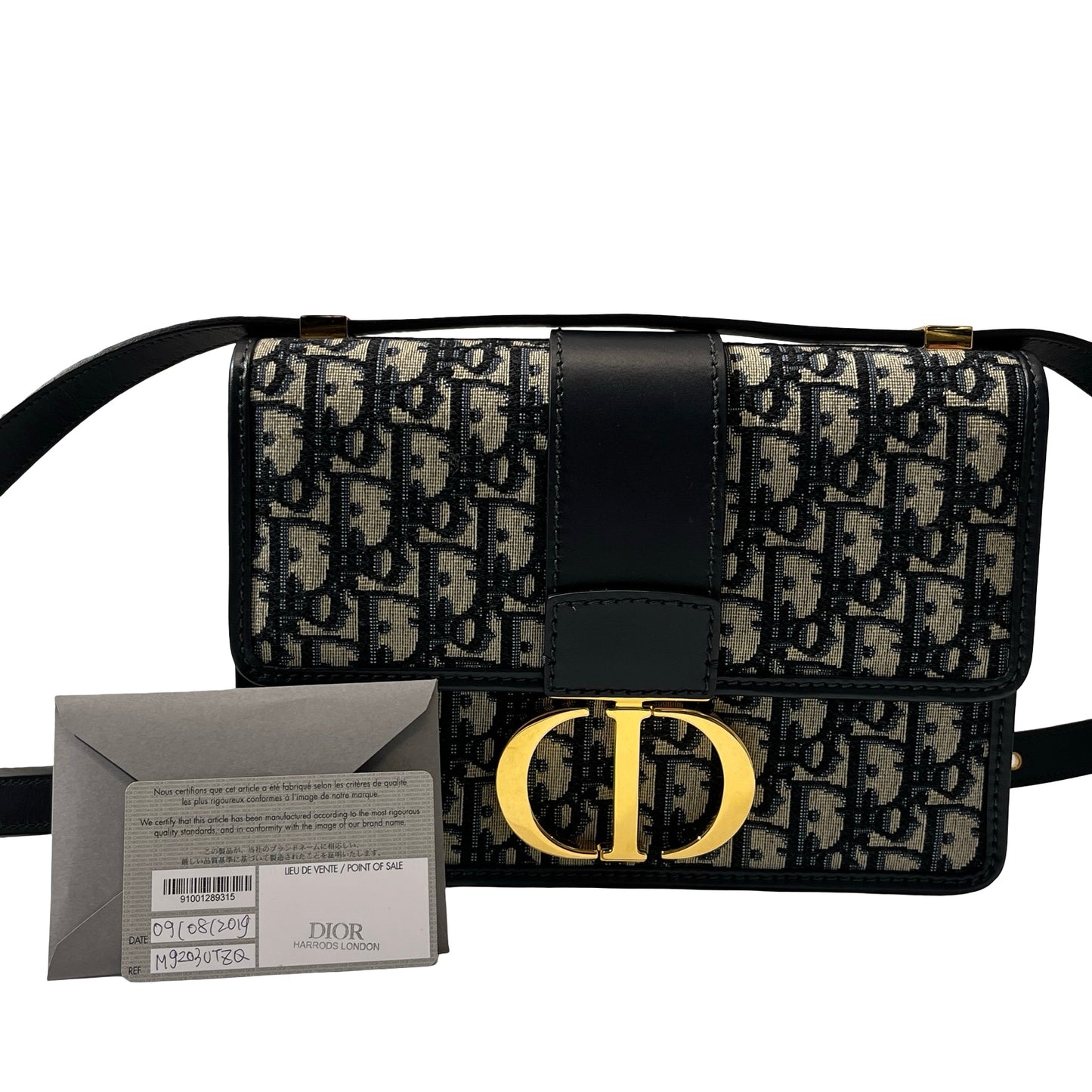 Used DIOR Canvas MONTAIGNE 30 Cross Body Bag Navy Blue