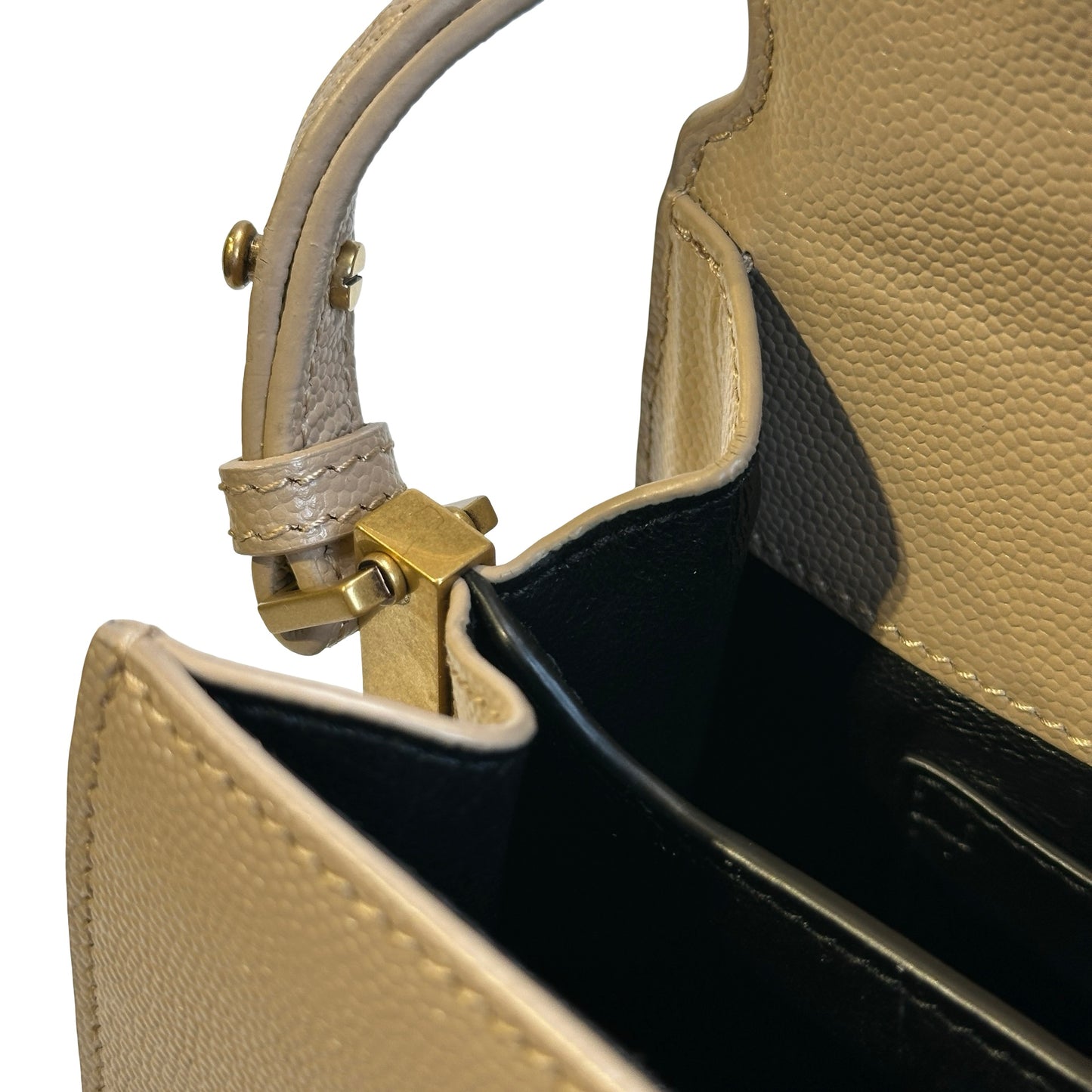 Used SAINT LAURENT grained calfskin Cassandra Handbag taupe