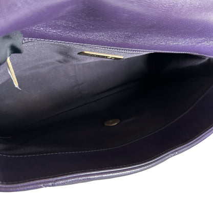 Used CHANEL Lambskin Quilted Chanel 19 Large Chain Shoulder Bag Purple GHW
