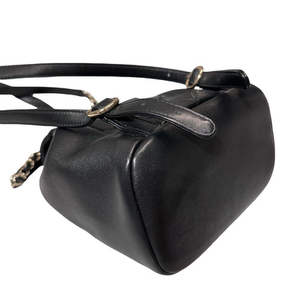 Used Chanel Calfskin Leather Small Duma Backpack Black GHW
