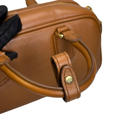 Used MIU MIU Leather Bowling Handbag Brown