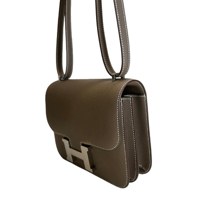 Brand New HERMES Epsom Mini Constance Shoulder Bag Etoupe PHW
