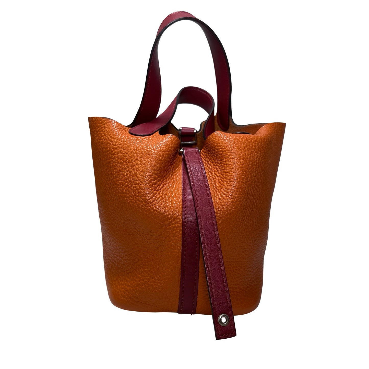 Used HERMES Picotin Handbag Orange Red PHW