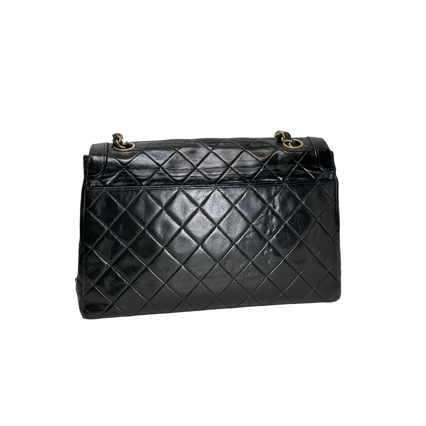 Used CHANEL Quilted Quilted Classic Flap Bag Shoulder Bag Black Gold